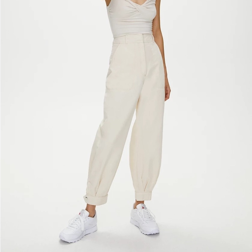 Aritzia Wilfred Free Malina Pants Birch Cotton Loose Pants